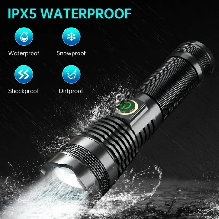 Waterproof Rechargeable Led Zoom Torch Light
